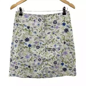 J. Jill Live-in-Chino Skirt Womens  Beige Floral Pockets Cotton